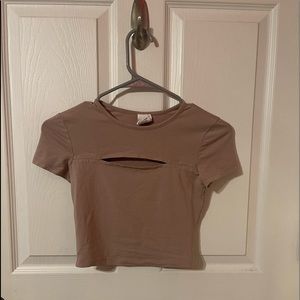 Tan Crop Top With Slit